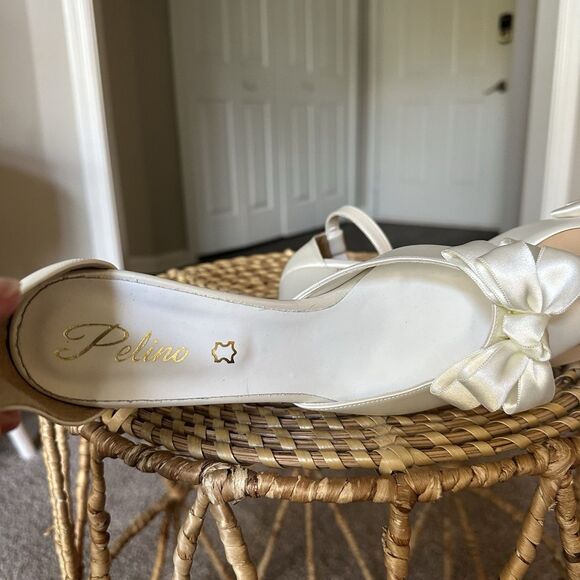 Satin Pointed Toe Bow Bridal Shoe Ankle Strap Block Heel Pelino EU 40 Greece - Picture 15 of 15